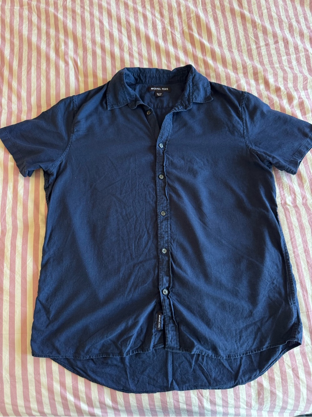 Michael Kors Men's Navy Short Sleeve Button-Down Shirt